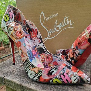 Christian Louboutin graphic patent leather stillettos